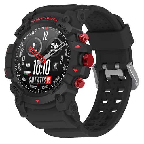 SAIET - Smartwatch W4RR1OR con Funzioni GPS, Chiamate e Messaggi - Orologio Digitale in Vetro Temperato Waterproof - Smartwatch Sport - Nero