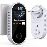 Kohlenmonoxid Melder & Gasmelder 4-in-1, Plug-and-Play ohne Wandbeschädigung,...
