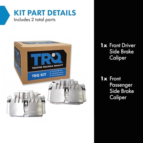 Image of TRQ Front Driver and Passenger Side Brake Caliper Set Caliper Brackets Hardware Compatible with 03-04 Ford Mustang GT 03-04 Mustang Base Model
