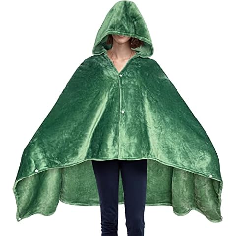My Sky Anime Wearable Hooded Throw Blanket for Adults Soft Warm Cloak Green Cover