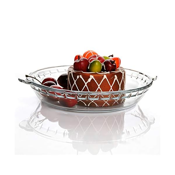 Kingrol 3 Pack Glass Pie Plates with Handles, 9 Inches Baking Dishes