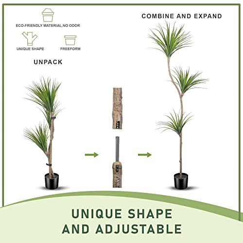 Lyerse 7Ft Artificial Dracaena Tree In Plastic Nursery Pot - Tall Faux Ficus Lyrate Tropical Plants Fake Silk Tree - Artificial Trees For Office House Living Room Home Decor Indoor/Outdoor… #TOP5