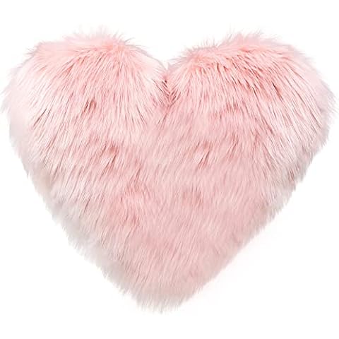 unlockgift Fluffy Heart Shaped Pillow, Plush Love Pillow Cushion, Decor for for Living Room/Bed Room/Dining Room/Office Sofa/Cars/Chairs, Gift for Friends/Girls/Cares-03 Light Pink Cover
