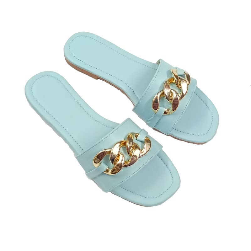 Dazi Lifestyle Elegant Comfortable Chain Slipper/Flat for Women & Girl Blue,7 (B0BPP15NGG) Amazon Price History, Amazon Price Tracker
