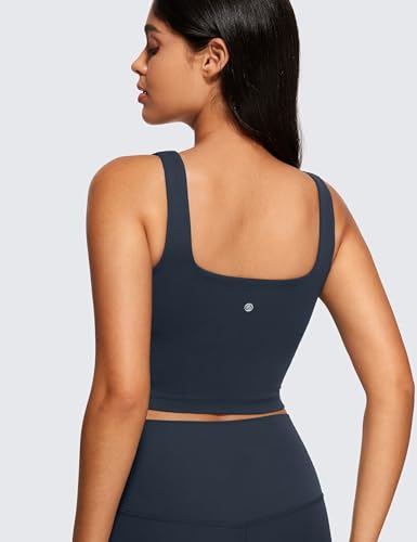 Image of CRZ YOGA Butterluxe Square Neck Crop Tank Top | Light Support, Removable Pads, Yoga, Extremely Soft, Wide Straps, Longline Sports Bras for Women