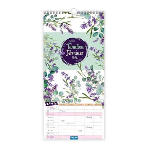 TRÖTSCH - Familienkalender | Familienterminer Blumen 2026 : Wandkalender | Familienplaner