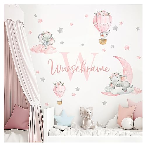Little Deco Wandtattoo Elefanten & Wunschname I Wandbild 122 x 75 cm (BxH)...