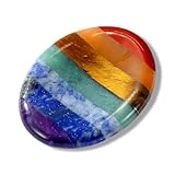 DOKRIN Cristales de sanación 1 Piedra Ovalada para la Preocupación de los 7 Chakras, Cristal para el Alivio de la Ansiedad, Piedra Sanadora de Cristal de Chakra, Equilibra los Centros de Energía