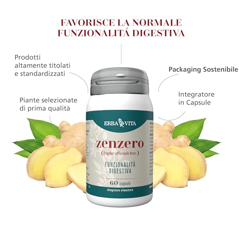 Erba Vita Integratore Alimentare Di Zenzero - 60 Capsule - Favorisce La Digestione E Limita La Nausea - 2