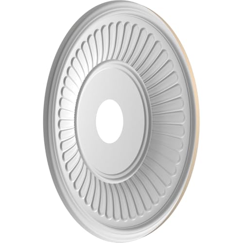 Image of 19 inchOD x 3 1 /2 inchID x 1 inchP Berkshire Thermoformed PVC Ceiling Medallion (Fits Canopies up to 8 3 /8 inch), UltraCover Satin Smokey Beige
