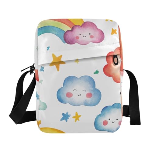 Crossbody Bag Cute Rainbow Cloud Messenger Bag for Women Men Purse Shoulder Bag Satchel Bag with Adjustable Strap 202b6723