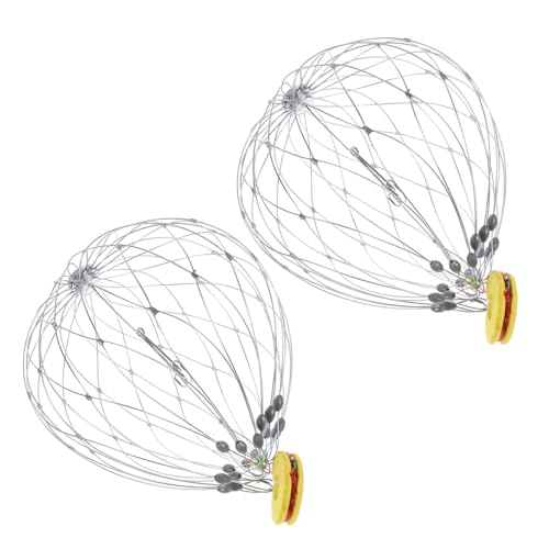 FOYTOKI Crab Pots Crabbing 2pcs Steel Wire Crab Catcher Cage Reusable for Sea Fishing Random Color