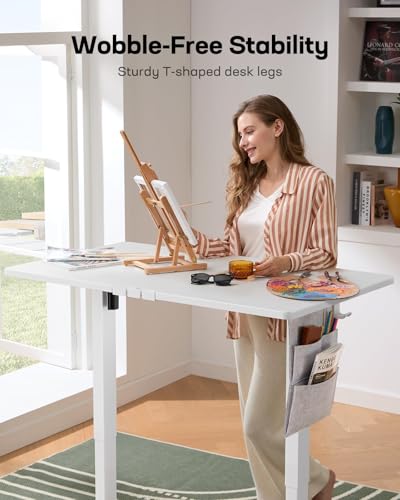 Image of Marsail 55x28 Electric Standing Desk Adjustable Height, Stand up Desk with Storage Bag for Home Office Computer Desk Memory Preset with Headphone Hook