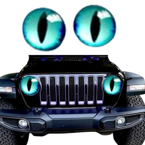 Image of Beast Eyes Headlight Decals Pair,Funny DIY Decals for Truck Car Body Window Bumper Decoration Headlight Decal 3D Stereo Eyes Stickers Decal Round Headlight Decal(2Pcs 8In) (P)