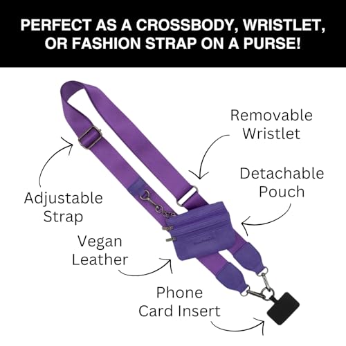 Cartera para teléfono e insignia con cordón morado para el cuello 3