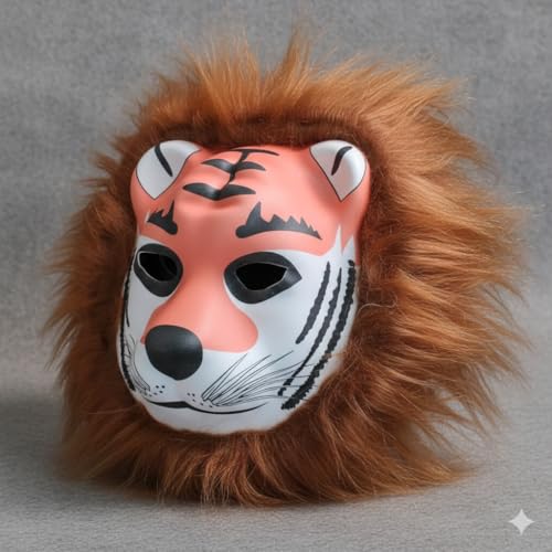 Image of PoPo Toys Animal Cheetah Face Mask for Kids | Party Supplies for an Animal Themed Halloween /Holi | Pack of 1 (Any One Assorted Color