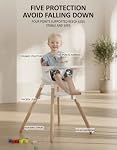 Baby High Chair, White/Grey | Adjustable Height, 5-Point Harness, Pyramid Structure for Safety, Double Trays, Detachable Easy-Clean Seat Pad