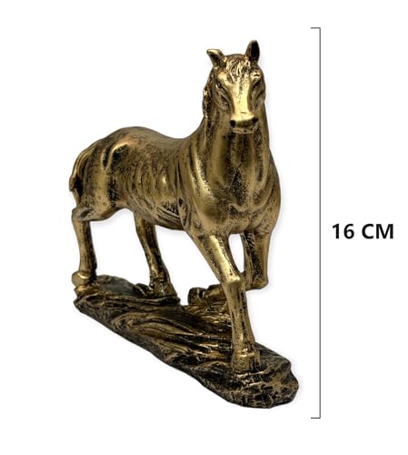 Image of AUGEN Polyresin Horse Statue Showpiece for Home Decor Decoration and Gifting (6966E7A, 16cm)