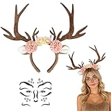 Tatouage temporaire pour visage de cerf : ces tatouages temporaires pour visage de cerf sont le complément parfait à votre costume de renne, de caribou ou d'élan. Les tatouages sont faciles à appliquer et donnent d'excellents résultats. Il suffit de retirer le film de protection, de découper le motif souhaité, d'humidifier l'autocollant de tatouage avec de l'eau et de le coller à l'endroit souhaité sur le visage. Il peut ensuite être facilement retiré avec de l'huile pour bébé ou de l'huile d'olive.