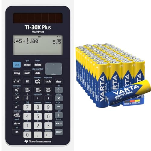 Texas Instruments TI-30X Plus MathPrint Wissenschaftlicher Schulrechner (4-zeilig) & VARTA Batterien AA