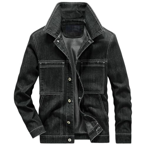 Veste en jean vintage pour homme coupe ample décontractée mi-saison