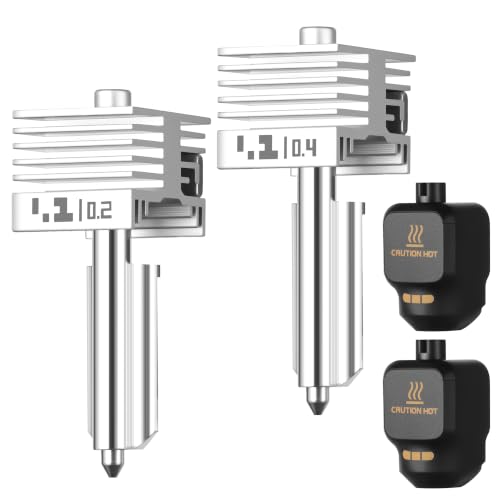 2 Pcs, 0.2+0.4 hotend,Hardened Steel Nozzle, Compatible with Bambu Lab P2S/H2D/H2S/A1/X2D Series 3D Printers,