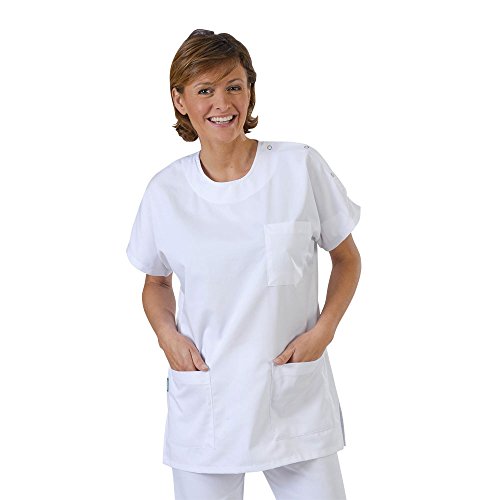 Hurry Jump Label Blouse Tunique médicale Femme Manches Kimono Fermetures Pressions épaule. Sergé 210 gramme Couleurs Blanc Pressions épaule Lavage Machine 90 degrés ou Industriel T00-34