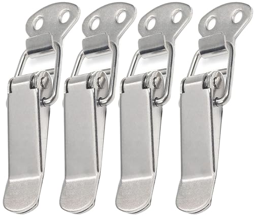 Litensh 4PCS Edelstahl Spannverschluss mit Schrauben, kistenverschluss Hebelverschluss Federknebelverschluss Schnapperklemme Kastenverschluss Verschlusskappe Kappenschloss für Werkzeugkasten
