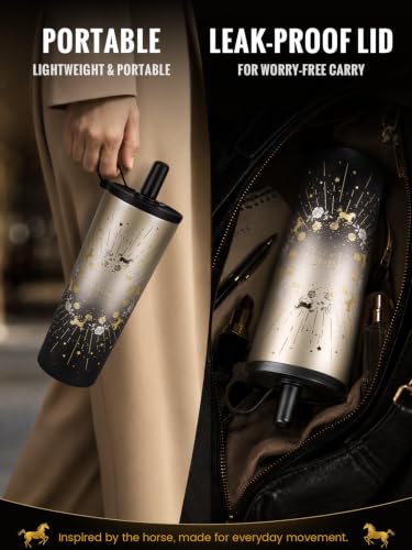 GiNT 25 oz Tumbler with Straw, Insulated Cup with Straw, 316L Stainless Steel Travel Tumbler with Leak-Resistant Screw Lid, Sweat-Free Cupholder Friendly Water Cup, Raised Gold Foil Artwork — view 3