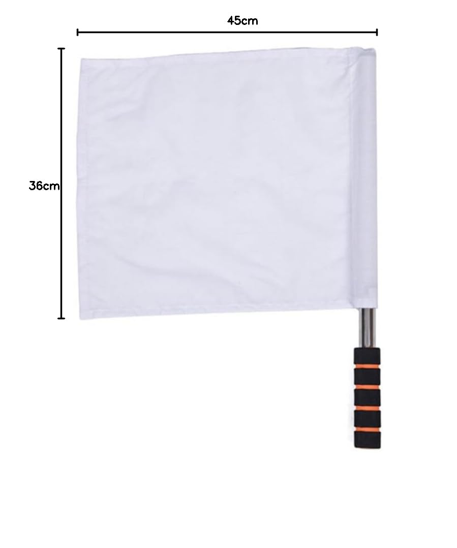 PRETYZOOM Drapeaux D'Arbitre Sportif 4Pcs Drapeau À Main Blanc Avec Poteau En Acier Inoxydable Pour Football Volley-Ball