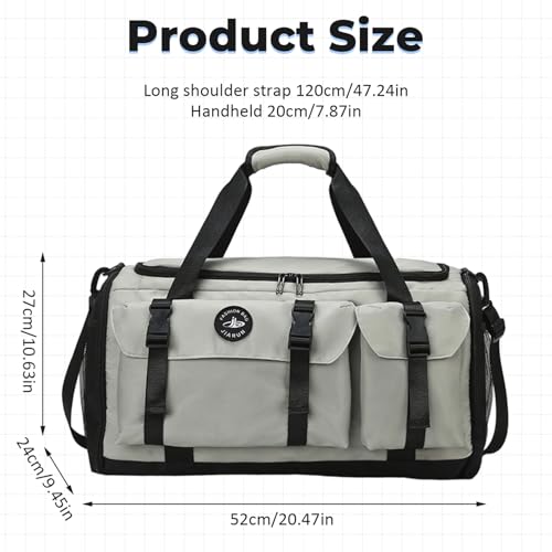 Gym Bags for Men Women 20.5x9.5x10.6 Inch Yoga Bag with Shoe Compartment, Multi-Purpose 4-Way to Carry Sports Holdall for Travel, Trip, Grey4