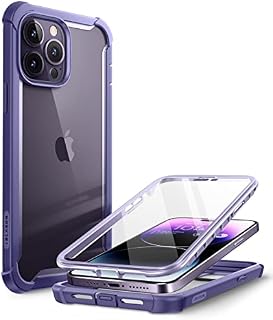 i-Blason Ares for iPhone 14 Pro Max Case 6.7 inch (2022), Full-Body Clear Rugged Bumper Case with Built-in Screen Protector (Purple)
