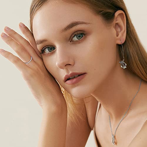 Diamday Sterling Silver Engagement Rings For Women 2Ct/2.5Ct/3Ct Solitaire Cubic Zirconia Wedding Band Oval Square Stackable Eternity Promise Rings For Women Jewelry Gift Size 7 #TOP3