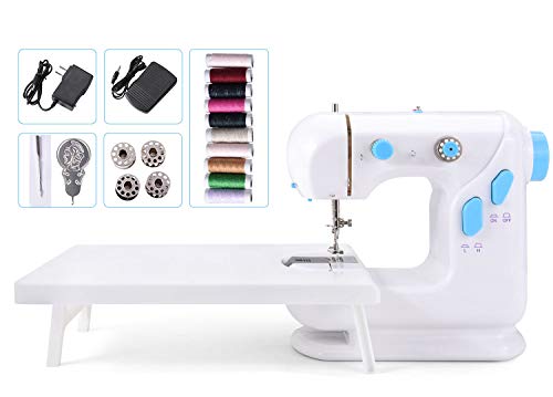 Suteck Mini Sewing Machine for Beginners Portable Electric Sewing Machines with Extension Table, with 10 Thread Spools