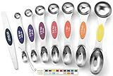 Spring Chef Stainless Steel Magnetic Measuring Spoons Set of 8 with Leveler, Nesting Teaspoon & Tablespoon Measuring Spoons, Kitchen Gadgets for Baking & Cooking, Fits in Spice Jars - Mountain Sunrise