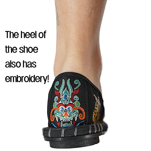 Embroidered Tai Chi Kung Fu Shoes, Unisex Canvas Martial Arts Flats, Traditional Chinese Slip-On Sneakers with Non-Slip Sole for Men and Women 12 Styles4