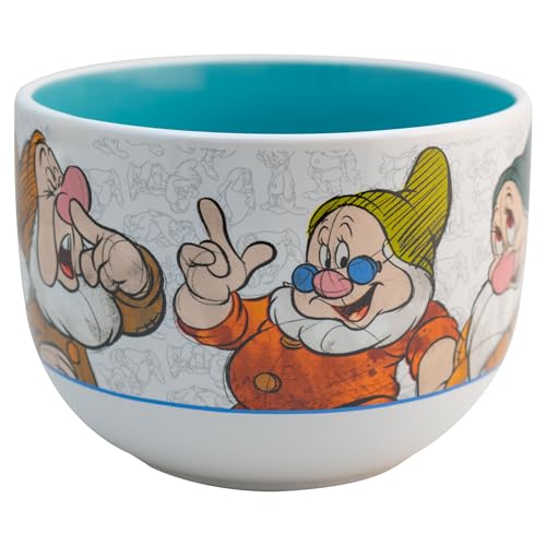 La Mejor Selección de Tazas de desayuno - los más vendidos. 49 Taza Jumbo bitono de ceramica de Bancanieves y los Enanitos, 820ml, ideal para bebidas calientes, cereal y sopa.