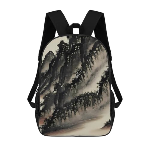 Sac à dos de peinture chinoise pour homme et femme grand format 17"
