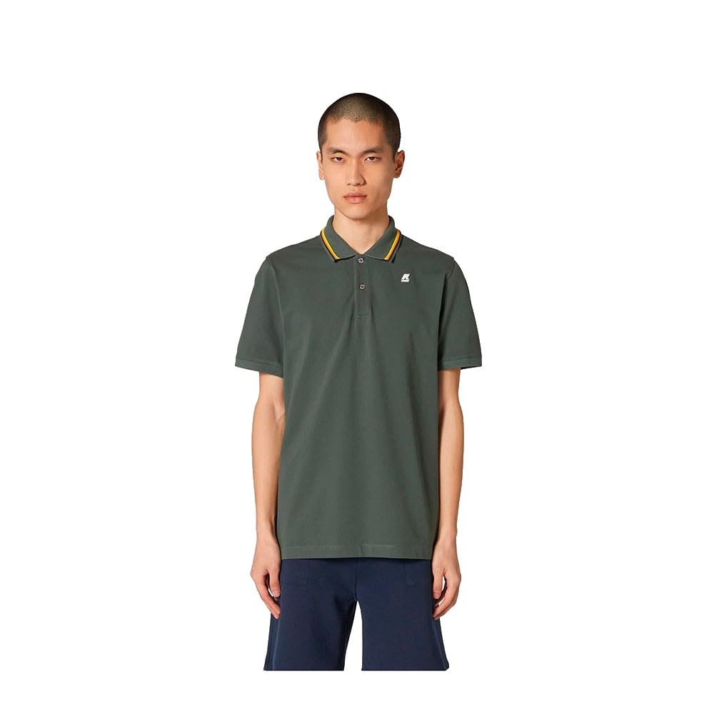 K-Way Polo Modello JUD Colore Green Blackish con Logo sul Petto