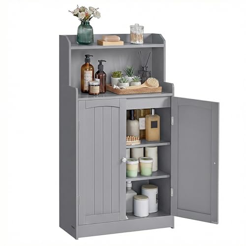 Songmics Home VASAGLE Tall Bathroom Storage Cabinet, Floor Cabinet with 2 Doors, 39.4" H