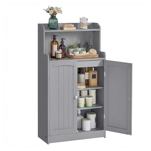 VASAGLE Bathroom Storage Cabinet, Bathroom Floor Cabinet with 2 Doors, 2 Adjustable Shelves, 11.8 x 23.6 x 39.4 Inches, Freestanding, for Dining Room, Kitchen, Living Room, Dove Gray BBC770GD01S