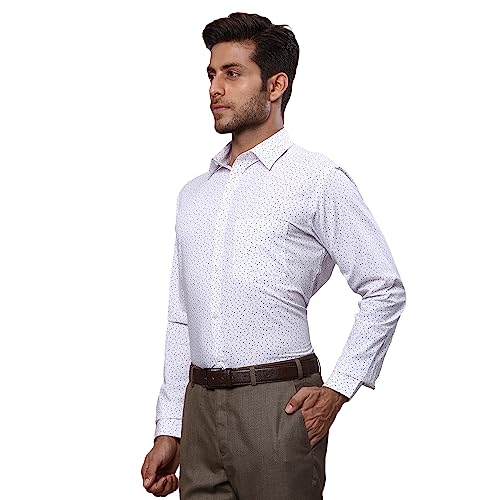 Image of Raymond Men's Pure Cotton Print Pattern Slim Fit Semi Cutaway Collar Full Sleeve Formal Shirt
