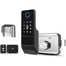 Waterproof Tuya Wifi Smart Door Lock Digital Password Double Fingerprint Electronic Rim Lock for Outdoor Iron Gate Door