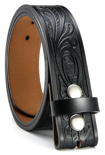 Ssumday Western Belts for Men Women without Buckle,Cowboy Belt 1.5" Genuine Leather Belt for Jeans Pants2