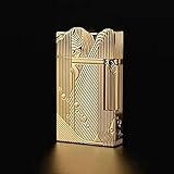 Pure Copper Laser Engraved Sanji Lighter one Piece Nostalgic Raised Arm Roller Kerosene Lighter, Antique Style Refillable Kerosene Lighter, Men's, Women, Gift (Color:Gold)