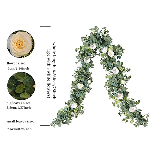 Generic Weihnachtskranz, künstliche Kameliengirlande, 2 m, künstliche Pflanzen, künstliche Eukalyptus-Rankengirlande zum Aufhängen für Hochzeit, Zuhause, Büro, Party, Garten, Handwerk, Kunstdekora
