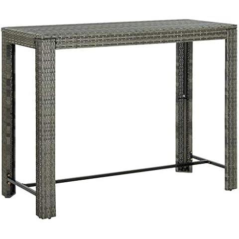 vidaXL Grey Garden Bar Table with Steel Frame Cover