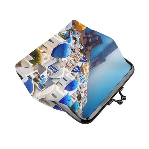 Santorini Greek Island sea View small wallets woman,wallets for women,coin purse for women,small womens wallet,with zipper and kiss lock3