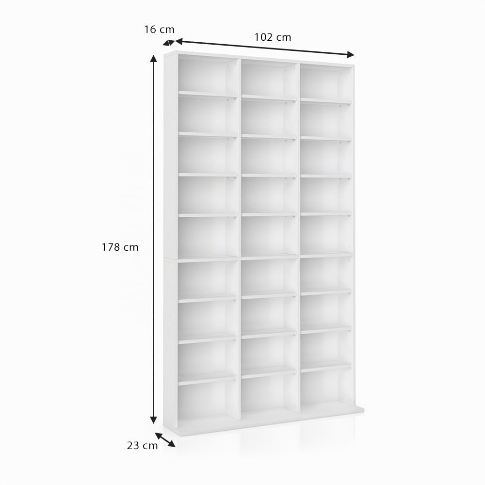 Vicco Scaffale porta cd Jukebox, Bianco, 102 x 178 cm