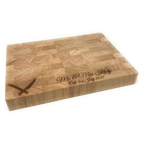 Personalised Extra Thick End Grain Heveawood Chopping Board Cover